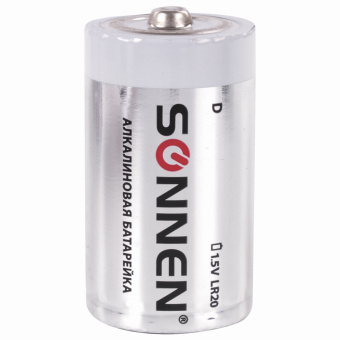 Батарейки КОМПЛЕКТ 2 шт, SONNEN Alkaline, D (LR20, 13А), алкалиновые, в блистере, 451091 за 270 ₽. Батарейки. Доставка по России. Без переплат!