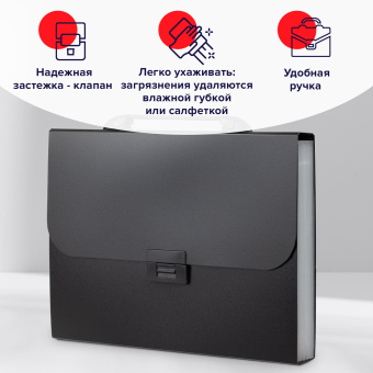 Папка-портфель пластиковая BRAUBERG "Energy" А4 (330х256х32 мм), 7 отделений, черная, 221204 за 433 ₽. Портфели пластиковые. Доставка по России. Без переплат!