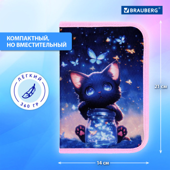 Пенал BRAUBERG с наполнением, 1 отделение, 1 откидная планка, 24 предмета, 21х14 см, "Кот с бабочками", 273530 за 622 ₽. Пеналы с наполнением. Доставка по России. Без переплат!