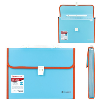 Папка-портфель пластиковая BRAUBERG "JOY", А4 (330х245х35 мм), 13 отделений, с окантовкой, бирюзовая, 227976 за 396 ₽. Портфели пластиковые. Доставка по России. Без переплат!