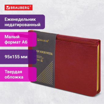 Еженедельник недатированный МАЛЫЙ ФОРМАТ 95х155 мм, А6, BRAUBERG "Iguana", под кожу, 64 л., красный, 114481 за 242 ₽. Еженедельники. Доставка по России. Без переплат!