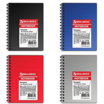 Блокнот МАЛЫЙ ФОРМАТ А6 105х145 мм, 60 л., гребень, пластик+картон, клетка, BRAUBERG, "Офис", 125398 за 128 ₽. Блокноты. Доставка по России. Без переплат!