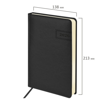 Ежедневник датированный 2026 А5 138x213 мм, BRAUBERG "Imperial", под кожу, черный, 117063 за 162 ₽. Ежедневники с покрытием "под кожу и ткань". Доставка по России. Без переплат!
