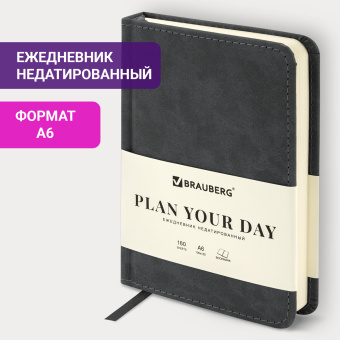 Ежедневник недатированный МАЛЫЙ 100х150 мм А6 BRAUBERG "Status", под кожу, 160 л., черный, 113366 за 329 ₽. Ежедневники с покрытием "под кожу и ткань". Доставка по России. Без переплат!