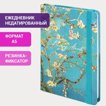 Ежедневник недатированный с резинкой А5 (145х203 мм), BRAUBERG, твердый, фольга, 128 л., "Almond", 114568 за 256 ₽. Ежедневники с твердой обложкой. Доставка по России. Без переплат!