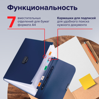 Папка-портфель пластиковая BRAUBERG "Energy" А4 (330х256х32 мм), 7 отделений, синяя, 222572 за 433 ₽. Портфели пластиковые. Доставка по России. Без переплат!
