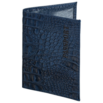 Обложка для паспорта натуральная кожа кайман, "PASSPORT", темно-синяя, BRAUBERG, 237196 за 225 ₽. Обложки для паспорта. Доставка по России. Без переплат!