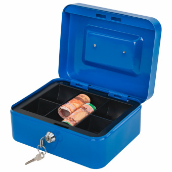 Ящик для денег, ценностей, документов, печатей, 90х160х200 мм, ключевой замок, синий, BRAUBERG, 291351 за 1&nbsp;023 ₽. Ящики для денег, ценностей, документов, печатей. Доставка по России. Без переплат!