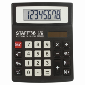 Калькулятор настольный STAFF STF-8008, КОМПАКТНЫЙ (113х87 мм), 8 разрядов, двойное питание, 250147 за 459 ₽. Калькуляторы настольные. Доставка по России. Без переплат!