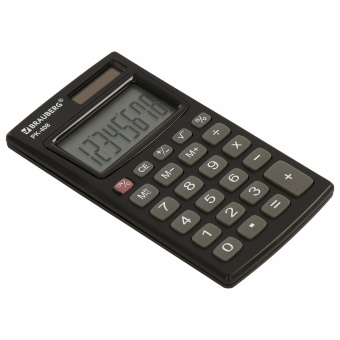 Калькулятор карманный BRAUBERG PK-408-BK (97x56 мм), 8 разрядов, двойное питание, ЧЕРНЫЙ, 250517 за 383 ₽. Калькуляторы карманные. Доставка по России. Без переплат!