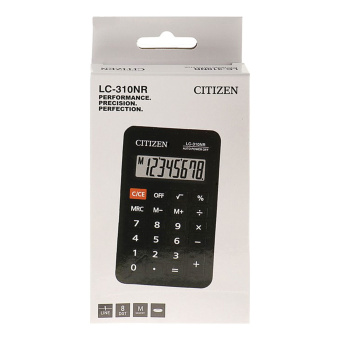 Калькулятор карманный CITIZEN LC310NR (114х69 мм), 8 разрядов, питание от батарейки, LC-310NR за 427 ₽. Калькуляторы карманные. Доставка по России. Без переплат!