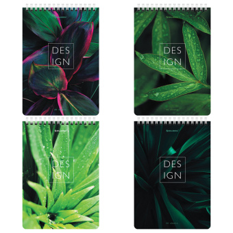 Блокнот А5 (146х206 мм), 80 л., гребень, картон, жесткая подложка, клетка, BRAUBERG, "Растения", 114388 за 72 ₽. Блокноты. Доставка по России. Без переплат!