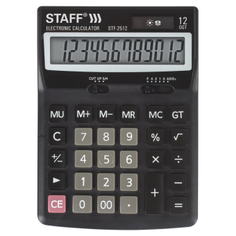 Калькулятор настольный STAFF STF-2512 (170х125 мм), 12 разрядов, двойное питание, 250136 за 767 ₽. Калькуляторы настольные. Доставка по России. Без переплат!