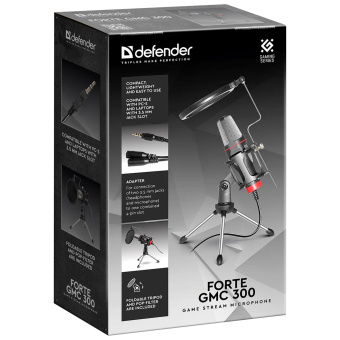Микрофон игровой DEFENDER Forte GMC 300, кабель 2,4 м, 120 дБ, с мембраной, для стриминга, 64630 за 1 571 ₽. Микрофоны. Доставка по России. Без переплат!