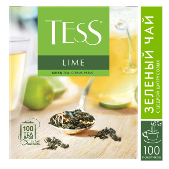 Чай TESS "Lime" зеленый с цедрой цитрусовых, 100 пакетиков в конвертах по 1,5 г, 0920-09 за 369 ₽. Чай пакетированный. Доставка по России. Без переплат!