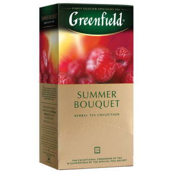 Чай GREENFIELD "Summer Bouquet" фруктовый, 25 пакетиков в конвертах по 2 г, 0433 за 129 ₽. Чай пакетированный. Доставка по России. Без переплат!