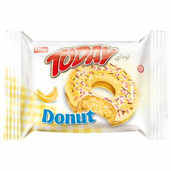 Кекс TODAY "Donut" со вкусом банана, ТУРЦИЯ, 24 штуки по 40 г в шоу-боксе, 1369 за 1 393 ₽. Печенье, крекеры, сухари и сушки. Доставка по России. Без переплат!