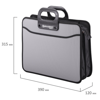 Папка-портфель пластиковая BRAUBERG ПРЕМЬЕР А4 (390х315х120 мм), 3 отделения, фактура "бисер", серая, 223083 за 1&nbsp;633 ₽. Портфели пластиковые. Доставка по России. Без переплат!