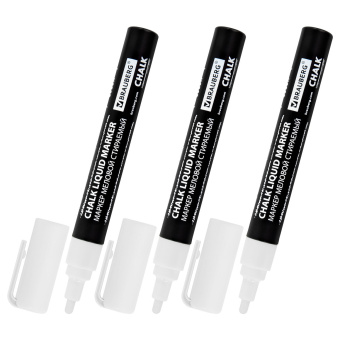 Маркеры меловые CHALK LIQUID MARKER, БЕЛЫЕ, НАБОР 3 шт., 3 мм, СТИКЕРЫ В ПОДАРОК, BRAUBERG, 152595 за 273 ₽. Маркеры меловые. Доставка по России. Без переплат!