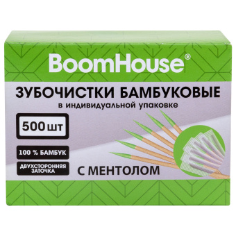 Зубочистки с МЕНТОЛОМ бамбуковые 500 шт. в индивидуальной упаковке, BOOMHOUSE (БУМХАУС), 701952 за 73 ₽. Зубочистки. Доставка по России. Без переплат!