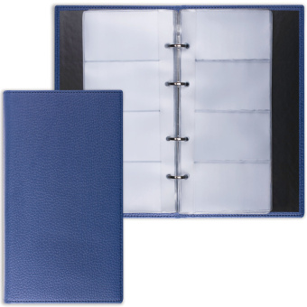 Визитница на кольцах BRAUBERG "Favorite", на 240 визиток, под фактурную кожу, темно-синяя, 231664 за 877 ₽. Визитницы настольные. Доставка по России. Без переплат!