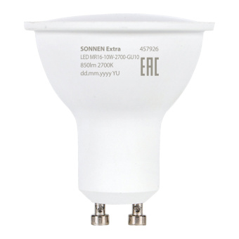 Лампа светодиодная SONNEN EXTRA, 10 (90) Вт, GU10, софит, теплый белый, 30000 ч, LED MR16-GU10-10W-2700, 457926 за 62 ₽. Лампы светодиодные. Доставка по России. Без переплат!