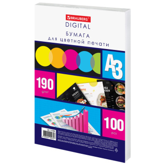 Бумага для цветной лазерной печати БОЛЬШОЙ ФОРМАТ (297х420), А3, 190 г/м2, 100 л., BRAUBERG, 115384 за 870 ₽. Бумага для цветной лазерной печати. Доставка по России. Без переплат!