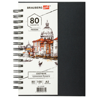 Скетчбук, слоновая кость 100 г/м2, 148х210 мм, 80 л., гребень, твердая обложка, BRAUBERG ART PREMIERE, 115109 за 337 ₽. Альбомы, скетчбуки и бумага для графики и эскизов. Доставка по России. Без переплат!