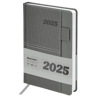 Ежедневник датированный 2025, А5, 138х213 мм, BRAUBERG "Pocket", под кожу карман, держатель для ручки, серый, 115910 за 118 ₽. Ежедневники с покрытием "под кожу и ткань". Доставка по России. Без переплат!