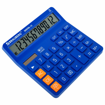 Калькулятор настольный BRAUBERG DIGITAL-12-BL (151х152 мм), 12 разрядов, двойное питание, СИНИЙ, 272969 за 636 ₽. Калькуляторы настольные. Доставка по России. Без переплат!