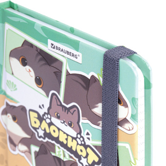 Блокнот с резинкой в клетку 96 л., МАЛЫЙ ФОРМАТ А6, 109х148 мм, BRAUBERG, кросс-серия "МИЛЫЕ КОТЫ", 116991 за 161 ₽. Блокноты в книжном переплете. Доставка по России. Без переплат!