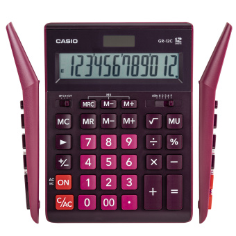 Калькулятор настольный CASIO GR-12С-WR (210х155 мм), 12 разрядов, двойное питание, БОРДОВЫЙ, GR-12C-WR-W-EP за 1 832 ₽. Калькуляторы настольные. Доставка по России. Без переплат!