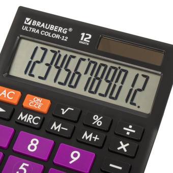 Калькулятор настольный BRAUBERG ULTRA COLOR-12-BKPR (192x143 мм), 12 разрядов, двойное питание, ЧЕРНО-ФИОЛЕТОВЫЙ, 250501 за 972 ₽. Калькуляторы настольные. Доставка по России. Без переплат!