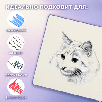 Скетчбук, слоновая кость 140 г/м2 200х200 мм, 80 л., КОЖЗАМ, резинка, BRAUBERG ART CLASSIC, пастель сиреневый, 116881 за 579 ₽. Альбомы, скетчбуки и бумага для графики и эскизов. Доставка по России. Без переплат!