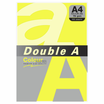 Бумага цветная DOUBLE A, А4, 75 г/м2, 100 л., неон, желтая за 395 ₽. Бумага цветная форматная. Доставка по России. Без переплат!