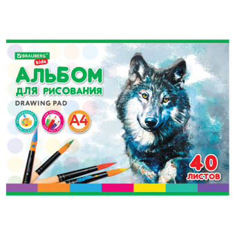 Альбом для рисования, А4, 40 листов, скоба, обложка картон, BRAUBERG KIDS, 200х285 мм, "Зверята" (2 вида), 106683 за 80 ₽. Альбомы и папки для рисования. Доставка по России. Без переплат!