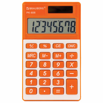 Калькулятор карманный BRAUBERG PK-608-RG (107x64 мм), 8 разрядов, двойное питание, ОРАНЖЕВЫЙ, 250522 за 381 ₽. Калькуляторы карманные. Доставка по России. Без переплат!