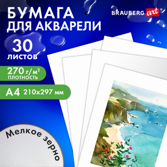 Бумага для акварели А4, 30 л., 270 г/м2, мелкое зерно, BRAUBERG ART CLASSIC, "Девушка", 114401 за 198 ₽. Альбомы и бумага для акварели и масла. Доставка по России. Без переплат!