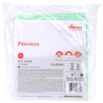 Салфетки VILEDA PROFESSIONAL "ПВАмикро", КОМПЛЕКТ 5 шт., искусственная замша, зеленая, 35х38 см, 143593/754474 за 3&nbsp;334 ₽. Салфетки хозяйственные. Доставка по России. Без переплат!