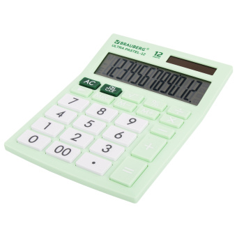 Калькулятор настольный BRAUBERG ULTRA PASTEL-12-LG (192x143 мм), 12 разрядов, двойное питание, МЯТНЫЙ, 250504 за 884 ₽. Калькуляторы настольные. Доставка по России. Без переплат!