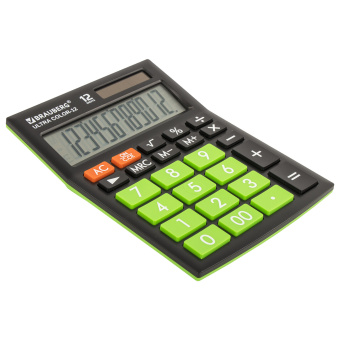 Калькулятор настольный BRAUBERG ULTRA COLOR-12-BKLG (192x143 мм), 12 разрядов, двойное питание, ЧЕРНО-САЛАТОВЫЙ, 250498 за 972 ₽. Калькуляторы настольные. Доставка по России. Без переплат!
