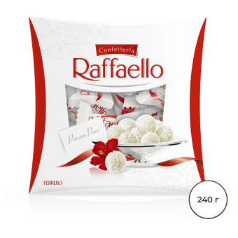 Конфеты RAFFAELLO с цельным миндальным орехом в кокосовой стружке, 240 г, 9020000000995 за 959 ₽. Конфеты в коробках. Доставка по России. Без переплат!