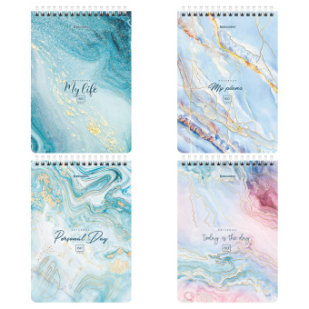 Блокнот А5 (146х206 мм), 60 л., гребень, картон, клетка, BRAUBERG, "Мрамор", 114360 за 59 ₽. Блокноты. Доставка по России. Без переплат!