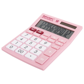 Калькулятор настольный BRAUBERG ULTRA PASTEL-12-PK (192x143 мм), 12 разрядов, двойное питание, РОЗОВЫЙ, 250503 за 884 ₽. Калькуляторы настольные. Доставка по России. Без переплат!