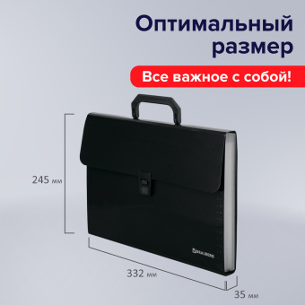 Папка-портфель пластиковая BRAUBERG А4 (332х245х35 мм), 13 отделений, фактура диагональ, черная, 221375 за 640 ₽. Портфели пластиковые. Доставка по России. Без переплат!