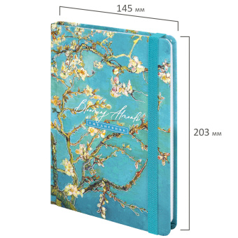 Ежедневник недатированный с резинкой А5 (145х203 мм), BRAUBERG, твердый, фольга, 128 л., "Almond", 114568 за 256 ₽. Ежедневники с твердой обложкой. Доставка по России. Без переплат!