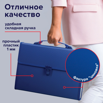 Папка-портфель пластиковая BRAUBERG А4 (332х245х35 мм), 13 отделений, синяя, 221379 за 689 ₽. Портфели пластиковые. Доставка по России. Без переплат!