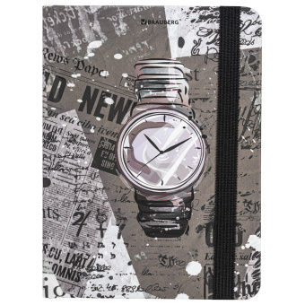 Блокнот с резинкой в клетку 96 л., МАЛЫЙ ФОРМАТ А6 (109х148 мм), твердая обложка, BRAUBERG, "Часы", 113737 за 159 ₽. Блокноты в книжном переплете. Доставка по России. Без переплат!