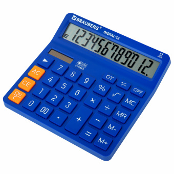Калькулятор настольный BRAUBERG DIGITAL-12-BL (151х152 мм), 12 разрядов, двойное питание, СИНИЙ, 272969 за 636 ₽. Калькуляторы настольные. Доставка по России. Без переплат!