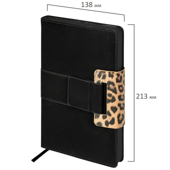 Ежедневник недатированный А5 138х213 мм, BRAUBERG "Safari", под кожу, магнит, 160 л., Leopard, черный, 116592 за 557 ₽. Ежедневники с покрытием "под кожу и ткань". Доставка по России. Без переплат!